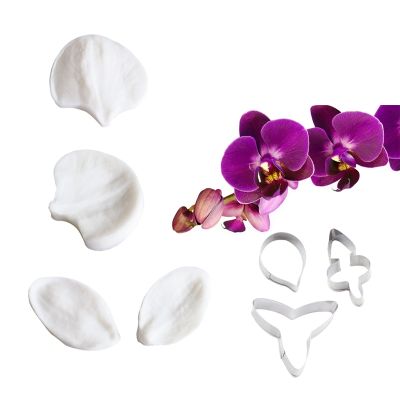 【HOT】▽ Phalaenopsis Orchid Veiners Silicone Molds Fondant Sugarcraft Gumpaste Clay Paper Decorating Tools CS224
