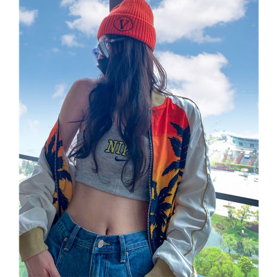 American-Style Retro vintage G-Dragon Coconut Tree Jacket Baseball Uniform for Women 2021 Spring and Autumn ins Fashion nd jacket