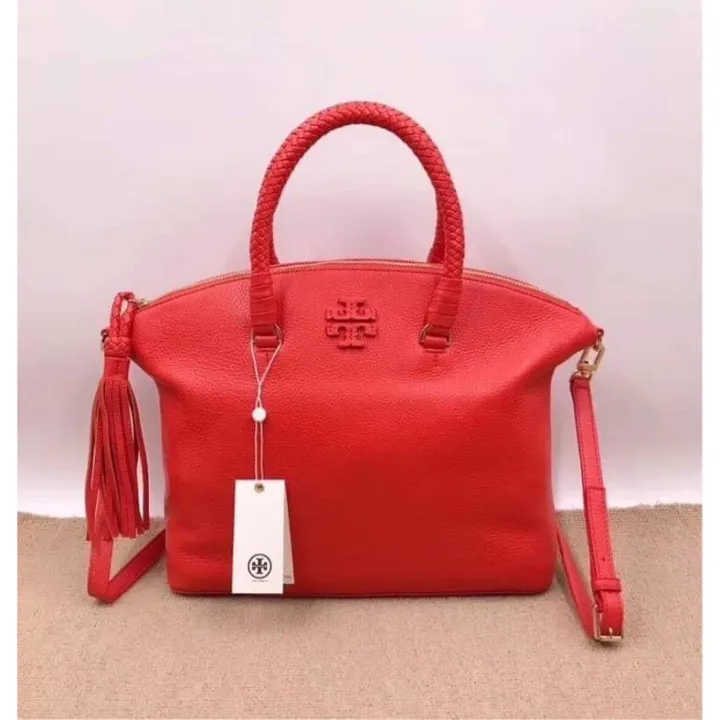 .Y . Taylor Braided Handles and Tasseled Zipper in Pebbled  Leather Bag - Red Women's Satchel Bag with Sling | Lazada PH