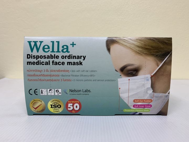 wella-surgical-mask-green-earloop-3-ply-หน้ากากอนามัย-3-ชั้น-50-กล่อง-แมสทางการแพทย์