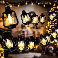 10/20 Leds Mini Retro Kerosene LED String Light Eid Mubarak Star Moon Palace Battery Lantern Fairy Ramadan Navidad Decoration