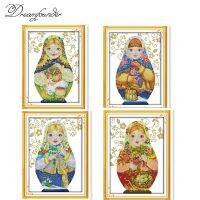 【CC】 Russian doll cross stitch kit cartoon 14ct 11ct count print stitching embroidery handmade needlework