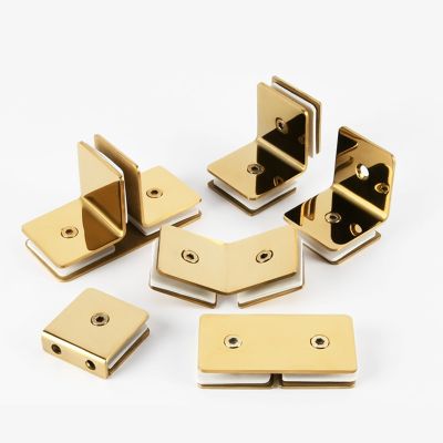 Stainless Steel 304 Gold Glass Fixed Clip Bathroom Glass Door Fixed Code Corner Partition Shower Room Link Clip Clamps