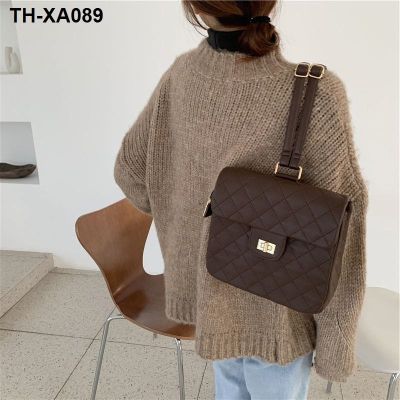 Senior feeling bag temperament ling PU bag three-dimensional grid lock flap zipper bag backpack single shoulder bag handbag