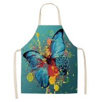 2022 Beautiful Butterfly Print Sleeveless Kitchen Apron Grease and Water Resistant Adult Coffee Workwear Home Cleaning Cooking Aprons