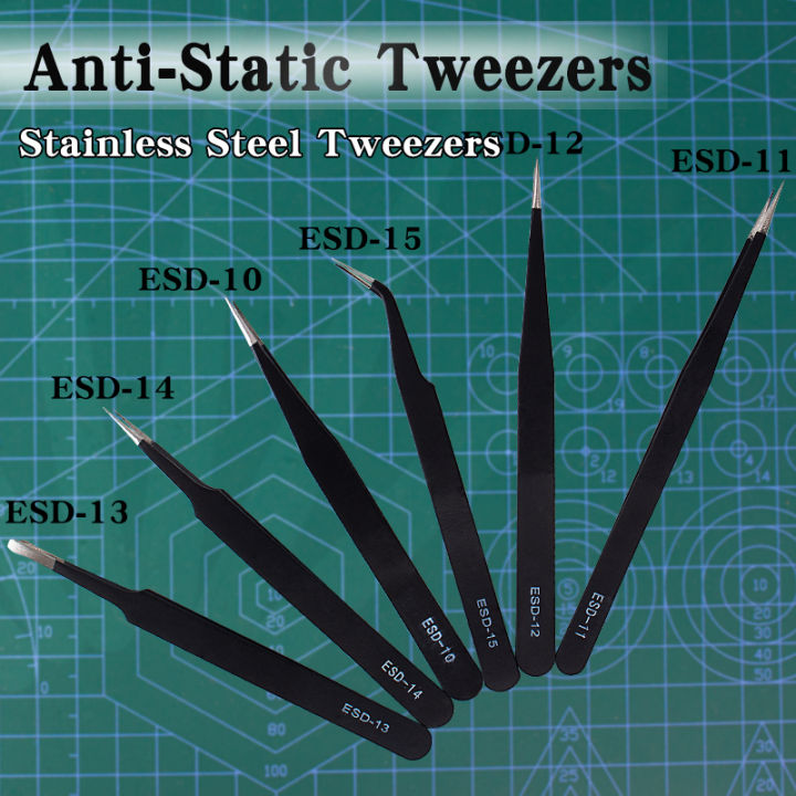 anti-static-esd-15-precision-แหนบเหล็ก-anti-static-โค้งปลายตรงแหนบสแตนเลส-electronics-อุตสาหกรรม-repairtools