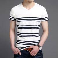 Top Quality New Summer Brand Tops Striped Plain V Neck Cotton t Shirts For Men Bulk Short Sleeve Casual Fashion Mens Clothing