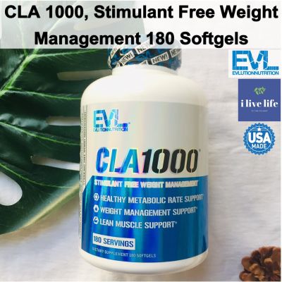 CLA ซีแอลเอ จากน้ำมันดอกคำฝอย 1,000mg 180 Softgels - EVLUTION NUTRITION Conjugated Linoleic Acid - GMP USA