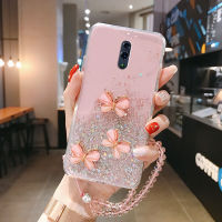 สำหรับ OPPO Reno Reno2 2Z 3 4 4Pro 4F 5F 5 5Pro 6 6Pro 7Pro 8Pro 6Z 7Z5G Case, Luxury Glitter Bling Sparkle แฟชั่น3D ผีเสื้อ Starry คริสตัลมือสายใสโทรศัพท์ป้องกันปกหลัง