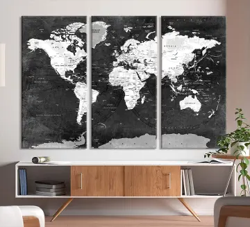 Black World Map Wall Art Shop World Map Wall Decor With Frame Online - Jun 2022 | Lazada.com.my