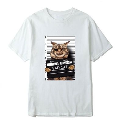 เสื้อยืดแนวตลกขำขันรูปแมวเหมียวลำลองสำหรับผู้ชายลายแมว