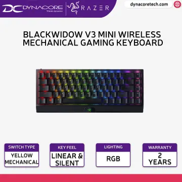 Razer BlackWidow V3 Mini HyperSpeed 65% Wireless Mechanical Gaming Keyboard  + Phantom Keyboard Upgrade Set Bundle: Yellow Mechanical Switches - Linear