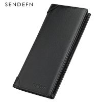 Yuntan SENDEFN กระเป๋าเงินแบบบางสำหรับหนังแท้สำหรับผู้ชายกระเป๋าสตางค์ Bifold RFID การปิดกั้นกระเป๋าใส่บัตรเครดิตของผู้ชายที่มีหน้าต่าง ID กระเป๋าคลัตช์5253