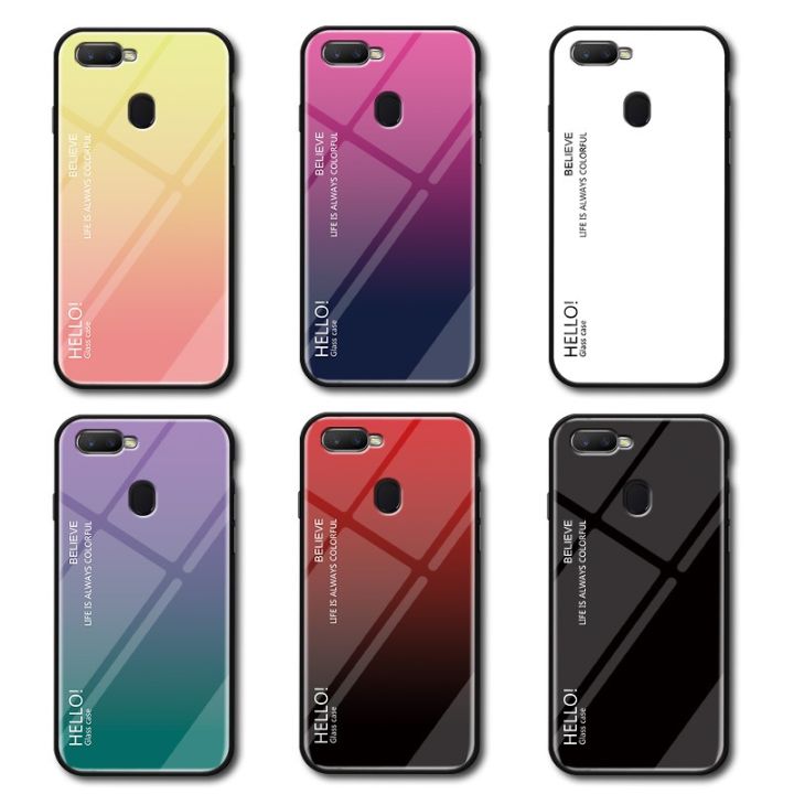 oppo-f9-pro-oppof9-f9pro-กรณีไล่โทนสีสีกระจกนิรภัยที่ครอบคลุมกรณีฮาร์ดกรณี-oppof9pro-ปลอก