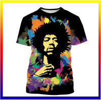 มือกีตาร์ Jimi Hendrix 3D Printing Summer Mens Neckline เสื้อยืดคอกลมลำลองแขนสั้นขนาดใหญ่ Pullover เสื้อผ้าแฟชั่นผู้ชาย XS-5XL