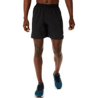 ASICS :  ROAD 2-N-1 7IN SHORT MEN RUNNING กางเกง ผู้ชาย กางเกง กางเกงขาสั้น ของแท้  PERFORMANCE BLACK/CARRIER GREY