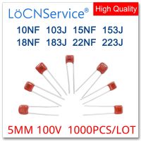 LoCNService 1000PCS 5MM 100V 10NF 15NF 18NF 22NF 103J 153J 183J 223J CBB Polypropylene Film Capacitor High Quality