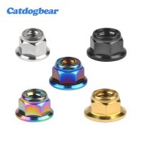 ☾ Catdogbear M6 M8 M10 M12 Titanium Flange Metal Lock Nuts For Bicycle Motorcycle Car Fastener