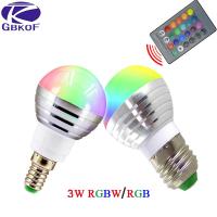 【Big-promotion】 upaxjl GBKOF หลอดไฟเทียนโคมไฟ RGB LED หรี่ E14 E27 AC85V-265V 3W ไฟสำหรับวันหยุดไฟสปอตไลท์ RGBW LED + รีโมทคอนโทรล16สี