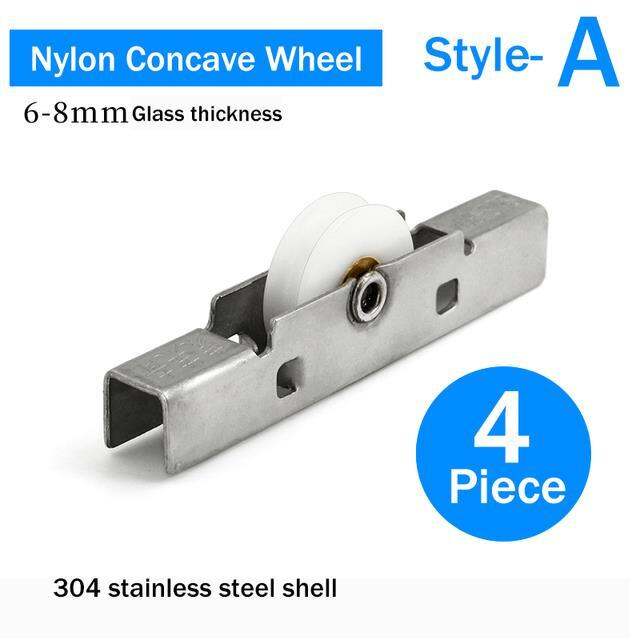 4pcs-sliding-door-pulley-mute-single-pure-copper-sliding-roller-pulley-wheel-convex-concave-wheel-for-6-10mm-glass-thickness