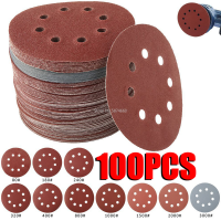 100/50pcs 125 มม.กระดาษทรายรอบรูปร่างแผ่นขัด HOOK LOOP Sanding กระดาษขัดแผ่นกระดาษทราย 8 sander Polishing Pad-Jiieu