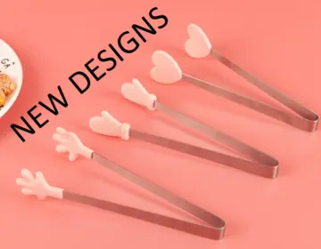 Creative Small Palm Heart Silicone Food Tongs Ice Candy Kitchen Stainless  Steel Non-slip Mini Tongs