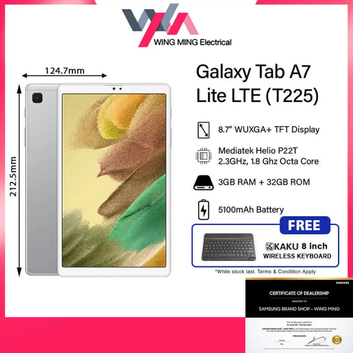 [Free Shipping]Samsung Galaxy Tab A7 Lite 8.7 (32GB ROM + 3GB RAM) T225 Tablet ( 8.7 , LTE) 1 Year Warranty By Samsung Malaysia SM-T225