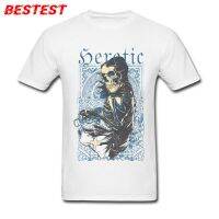 Heretic Skull Tshirt Men Goth Designer T-shirt Calavera Skull Print Tops Devil White Tees Cotton Fitness Streetwear Youth Camisa