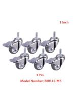 (6 Packs) 1 Inch Gray Tpe Screw Brake Wheel M6 With Lock Pulley Beauty Instrument Universal Furniture Protectors  Replacement Parts