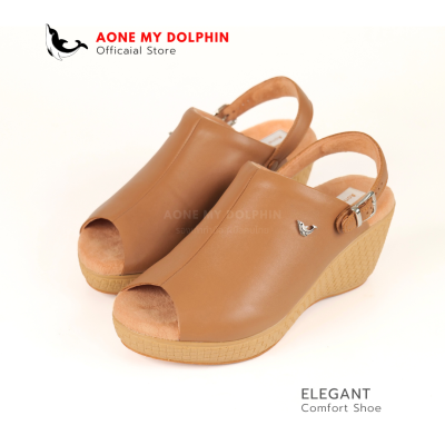 Aone My Dolphin[ลิขสิทธิ์แท้] WD63-1 - รองเท้าหนังแท้ รองเท้าส้นสูงรัดส้น รองเท้าส้นเตารีดพื้นนุ่มพิเศษ ใส่สบายเท้า