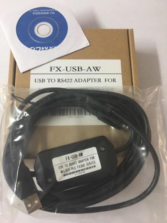 สายเคเบิลการเขียนโปรแกรม-plc-ของ-mitsubishi-fx3u-series-fx-usb-aw-พร้อมสายดาวน์โหลด-sanling-plc-cd-rom-ไดรฟ์