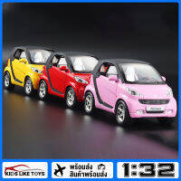 KLT Scale 1/32 Benz SMART ของเล่นโลหะผสมรถรุ่นยานพาหนะสําหรับเด็กผู้ชายเด็กจําลองเสียงแสงผลของขวัญงานอดิเรกคอลเลกชัน