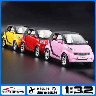 KLT Scale 1/32 Benz SMART ของเล่นโลหะผสมรถรุ่นยานพาหนะสําหรับเด็กผู้ชายเด็กจําลองเสียงแสงผลของขวัญงานอดิเรกคอลเลกชัน