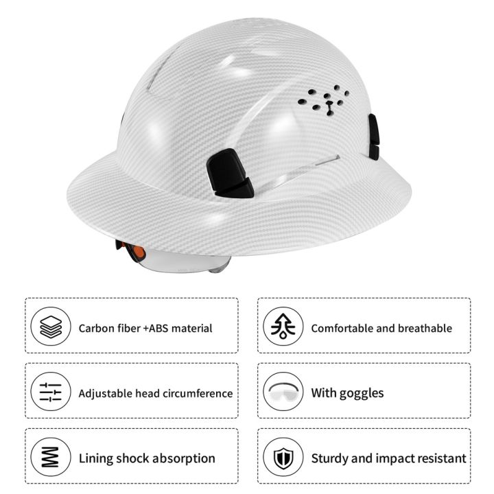 loebuck-ใหม่คาร์บอนไฟเบอร์เต็มหมวกกันน็อกความปลอดภัยกับ-ce-แว่นตาป้องกันการชนกันของสถานที่ก่อสร้างหมวกนิรภัย-gm850