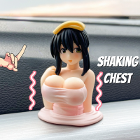 Cute Kanako Chest Shaking Girls Car Ornaments Cartoon Kawaii Anime Statue Car Dashboard Sexy Doll Figurine Car Decorations.