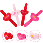 4 Pcs Bracelet Slap Bands Valentines Plush Heart Bracelets Child Toy Party
