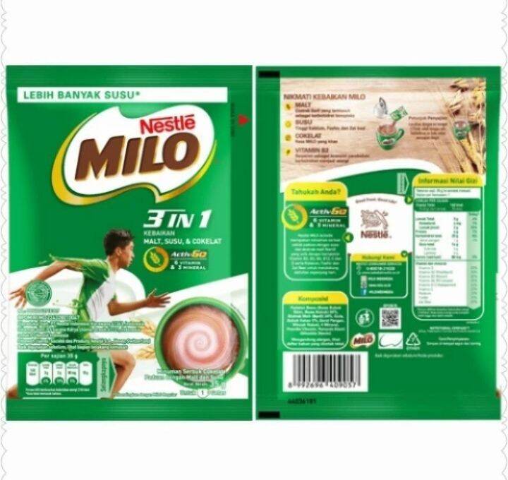 Nestle Milo 3in1 Renceng (Isi 10 Sachet) / MILO 3in1 Malt Susu Coklat ...