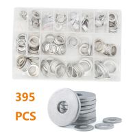 395Pcs Aluminum Flat Gaskets Washers Assorted Gasket Metal Sealing Washer Assorted Aluminum Sealing Rings M6 M8 M10 M12 M14 M16