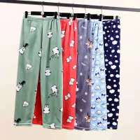 2021 New Winter Womens Plush Pajama Pants Warm Home Pants Thicken Loose Comfortable Elastic Waist Cute Cartoon