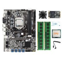 B75 8USB BTC Miner Motherboard Kit+CPU+2X4G DDR3 RAM+128G SSD+CPU Fan+SATA Cable+Thermal Grease LGA1155 DDR3 Slot MSATA