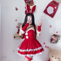 Christmas Xmas Santa Claus Bunny Girl Cosplay Porn Women Sexy Lingerie Costume Red Strapless Mini Dress Anime Costumes
