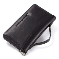 Genuine Leather Men Clutch Wallet Brand Male Card Holder Long Zipper Around Travel Purse With Passport Holder 6.5" Phone Case
