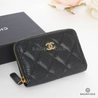 #BA230466 CHANEL ZIPPY CARD HOLDER SHORT BLACK CAVIAR GHW