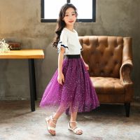 2023 Ins New Spring Girls Skirts 3-14 Years Children Skirt Shinging Fashion Mesh Skirt Children Clothing