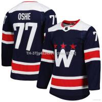 ☈ g40349011chao 037A เสื้อกีฬาแขนยาว NHL TJ Oshie Navy Washington Capitals Jersey Hockey พลัสไซซ์