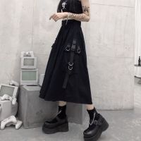 【CW】 Waist Loose A line Skirts chain Side Skirt Korean Hip Hop Streetwear