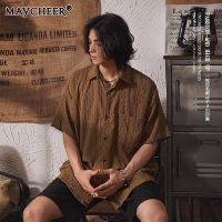 MAYCHEER   เสื้อแจ็คเก็ตแขนสั้นสำหรับผู้ชายเสื้อ Baju Atasan Trendy ดีไซน์ตาข่าย