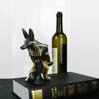 Anubis ชั้นวางไวน์แสดงเรซิ่น figurines ครัวบาร์ไวน์ยืนที่วางขวดคณะรัฐมนตรีชั้นวางอียิปต์สุนัขสก์ท็อปเครื่องประดับบ้าน. การตกแต่ง.