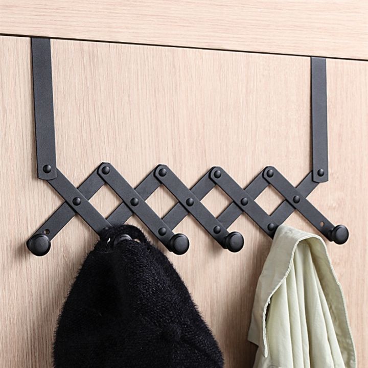 yf-telescopic-stainless-steel-hook-row-behind-the-door-perforated-clothes-hanger-bedroom-coat-bathroom-organizer-rack