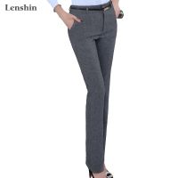 ขายดีที่สุด ioztt2023 -  Lenshin Pantalones Ajustables Formales De Talla Grande Para Mujer Ropa De Trabajo De Estilo อย่างเป็นทางการ Con Cinturón Recto Diseño De Servicios